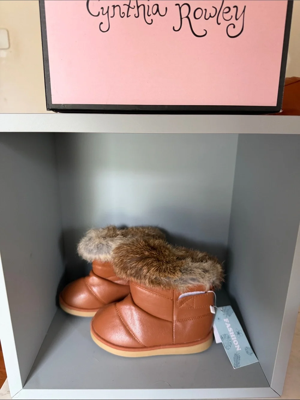 Cynthia Rowley Brown Faux Fur Cuff Ankle Boots
